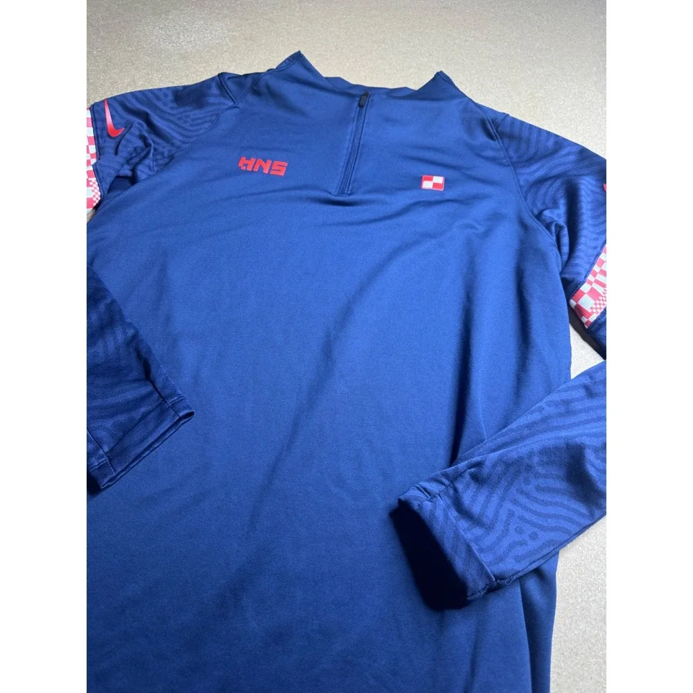 Nike Croatia HNS Dri-FIT Strike Drill Quarter Zip Training Top Blue Mens XL